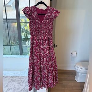 Sea New York Burgundy Smocked Dress